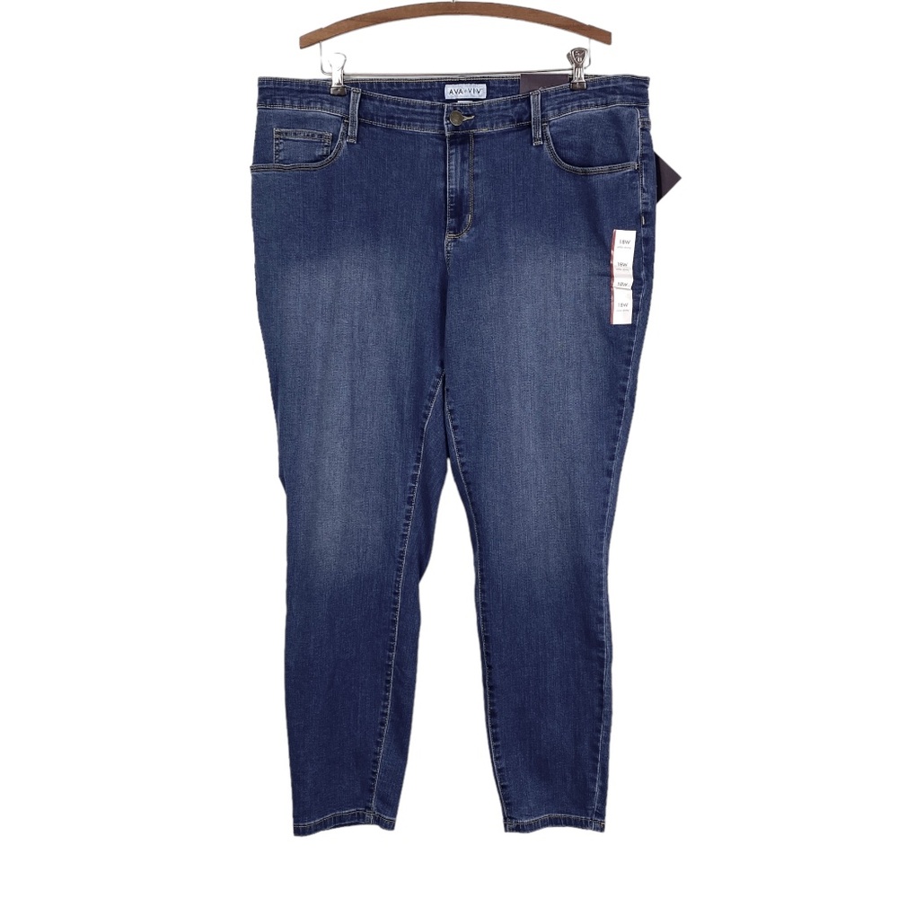 NWT Ava & Viv High Rise Skinny Jeans Medium Wash 18W Inseam 28"